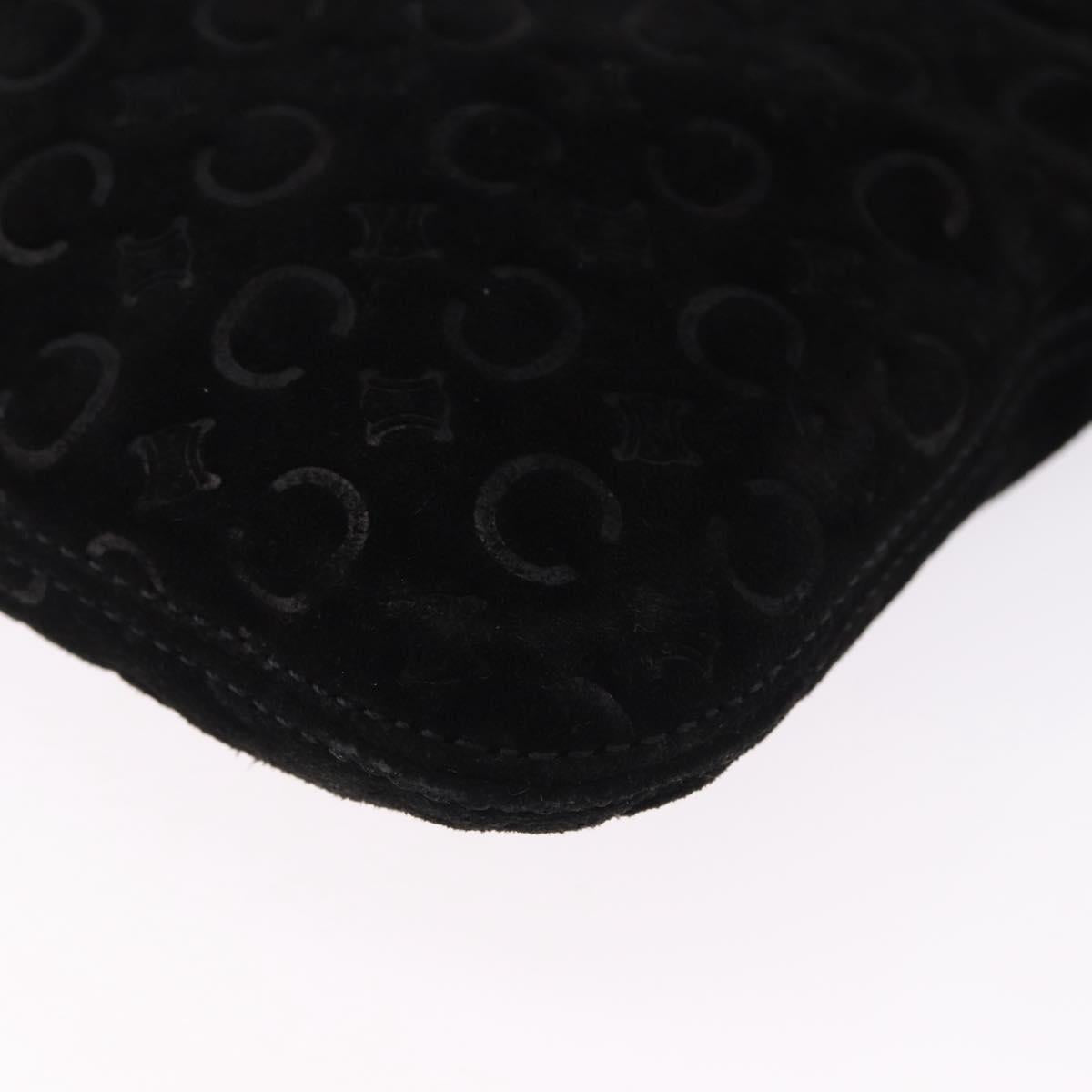 CELINE C Macadam Canvas Hand Bag Suede Black Silver Auth BA14469A
