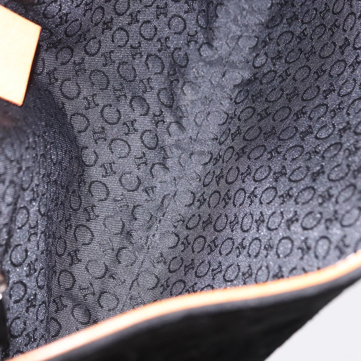 CELINE C Macadam Canvas Hand Bag Suede Black Silver Auth BA14469A