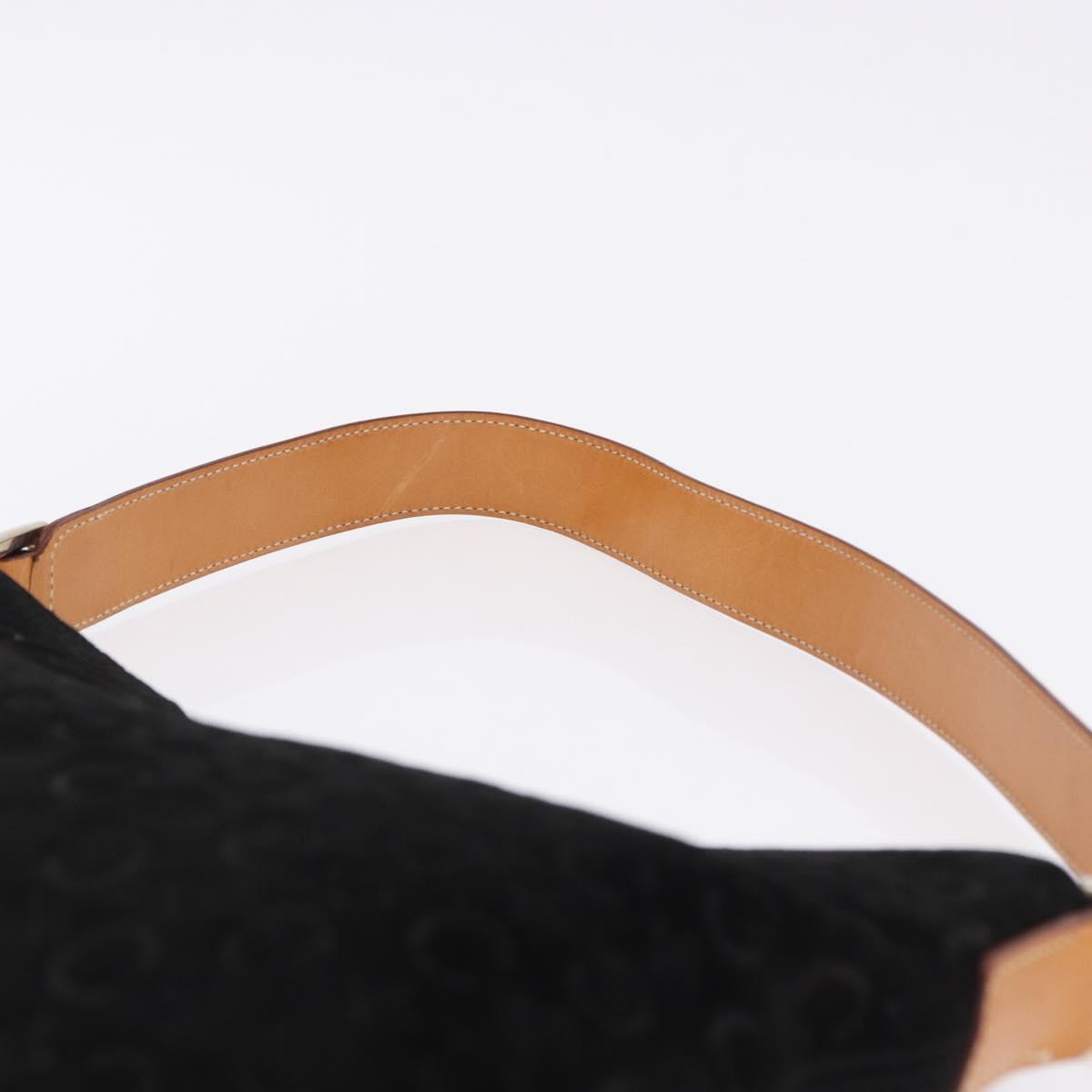 CELINE C Macadam Canvas Hand Bag Suede Black Silver Auth BA14469A