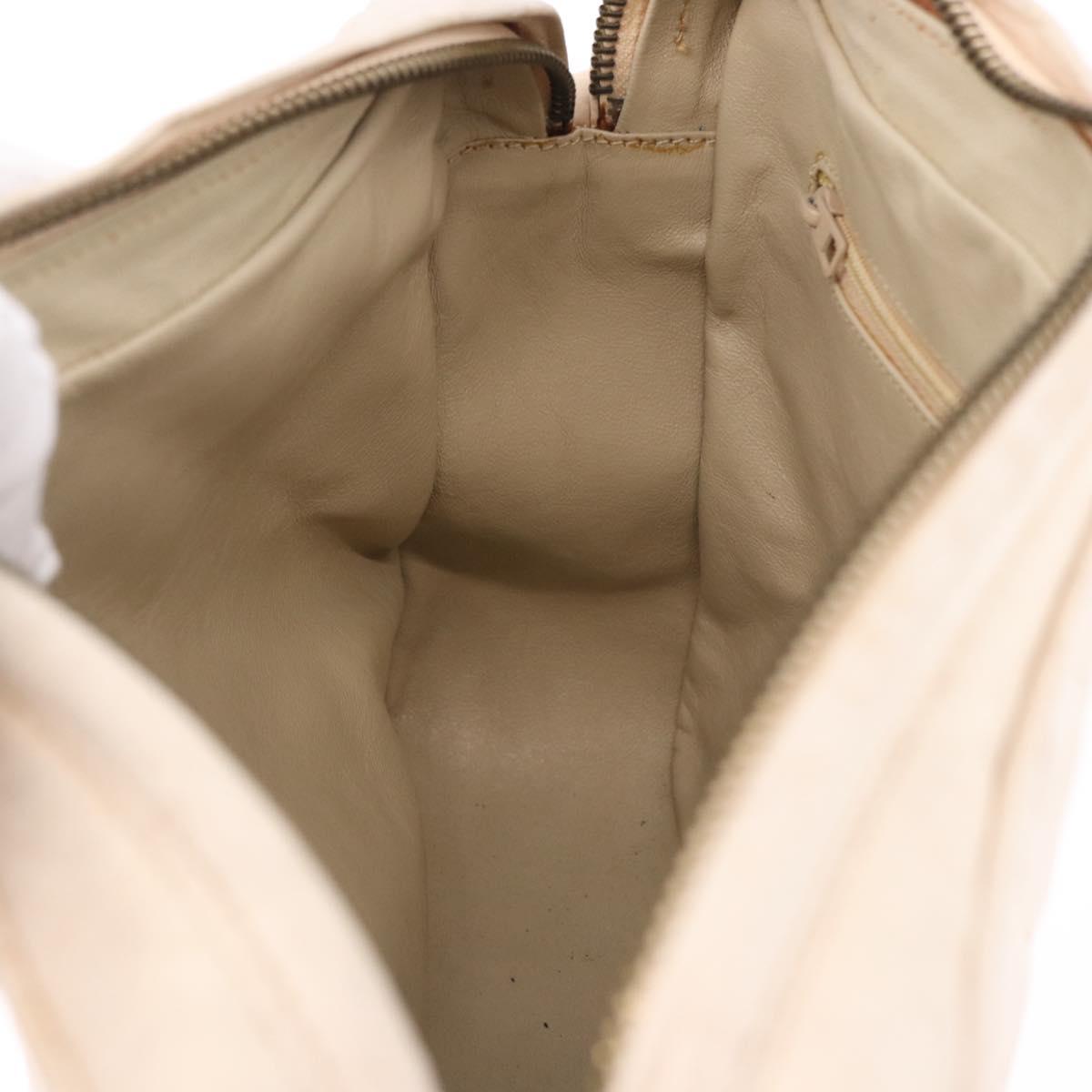 CHANEL Matelasse Shoulder Bag Lamb Skin White Gold CC Auth BA14472