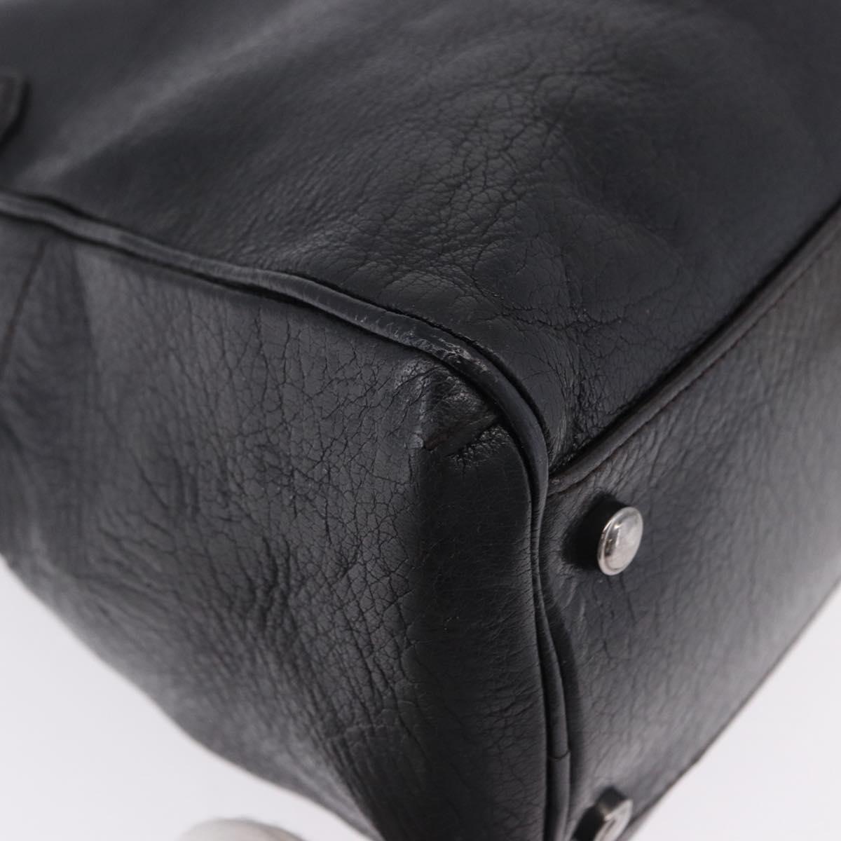 CARTIER Hand Bag Leather Black Silver Auth BA14473