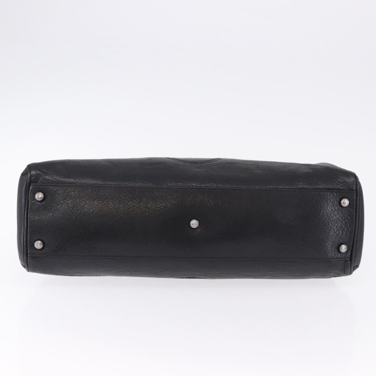 CARTIER Hand Bag Leather Black Silver Auth BA14473