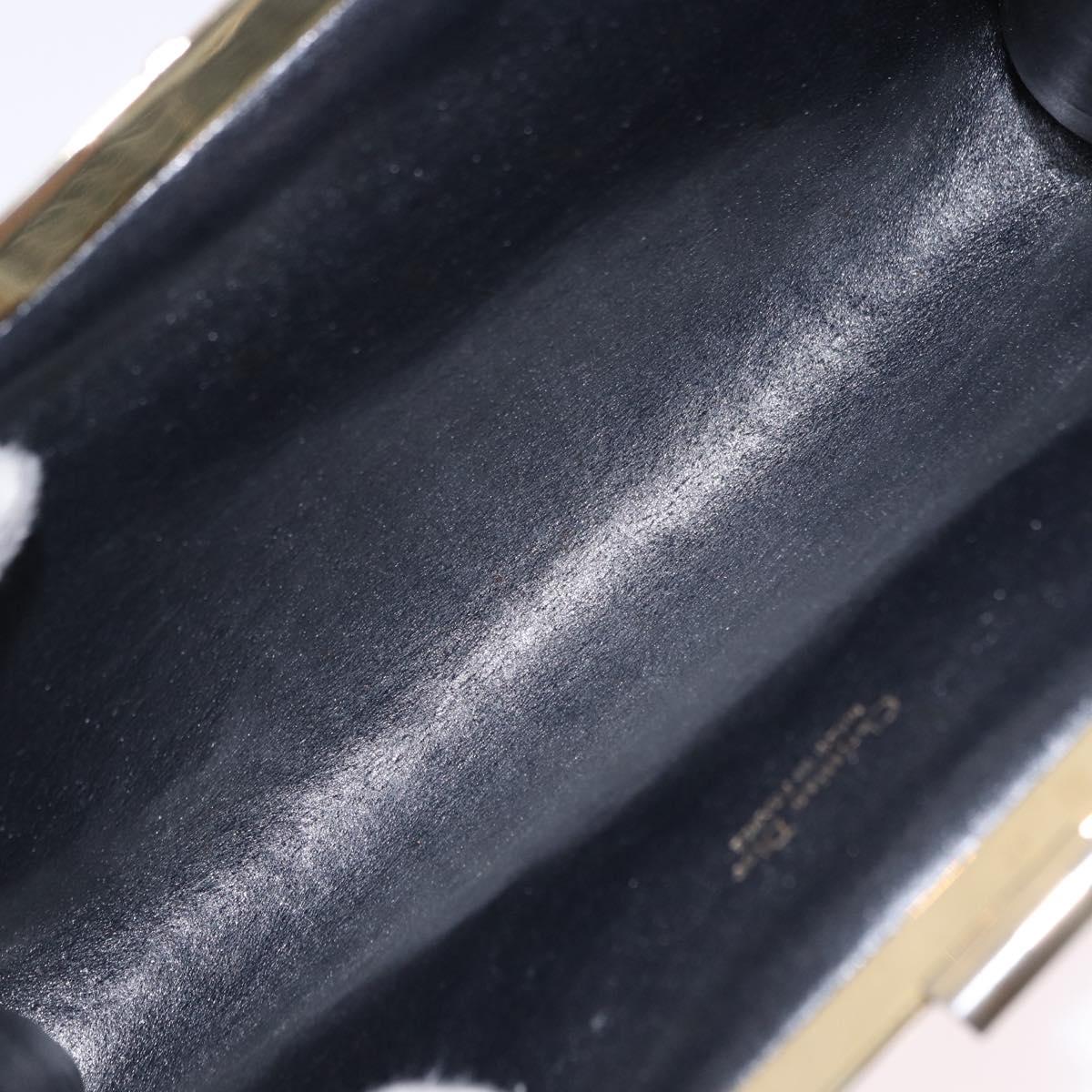 Christian Dior Trotter Canvas Clutch Bag Navy Gold Auth BA14475