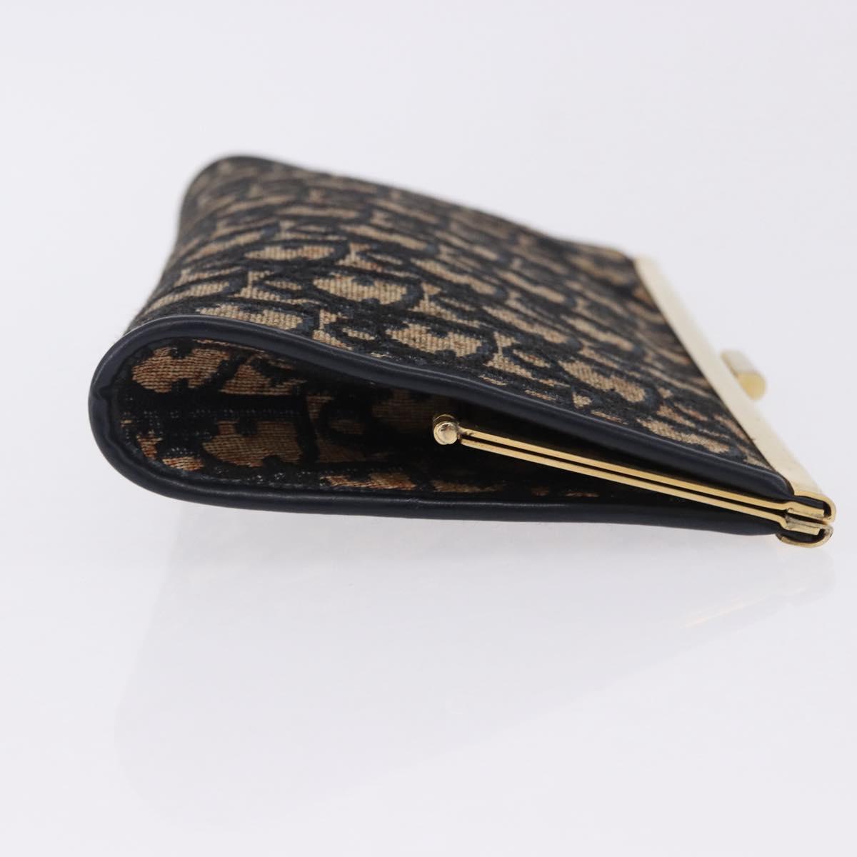 Christian Dior Trotter Canvas Clutch Bag Navy Gold Auth BA14475