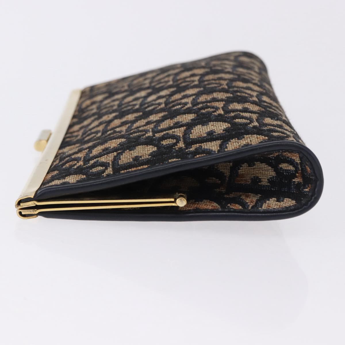 Christian Dior Trotter Canvas Clutch Bag Navy Gold Auth BA14475