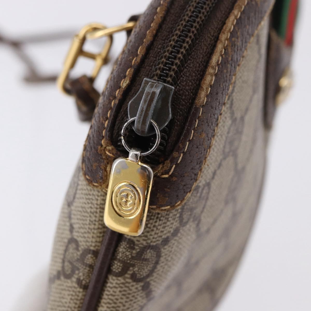 GUCCI GG Supreme Web Sherry Line Bag PVC Beige Gold 904 02 047 Auth BA14476