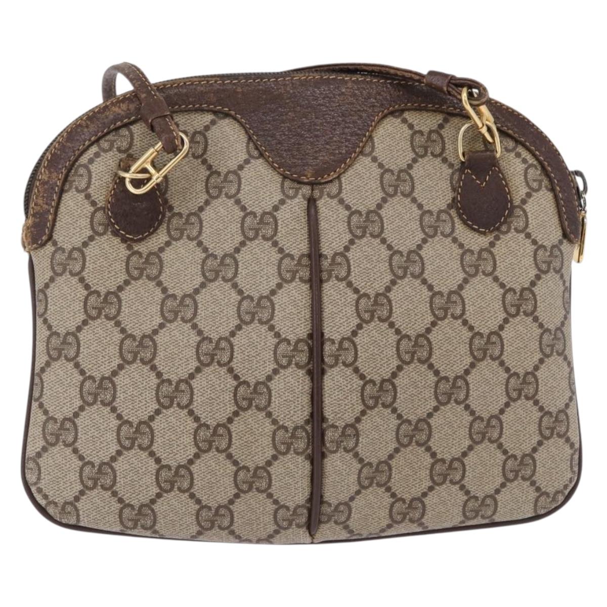 GUCCI GG Supreme Web Sherry Line Bag PVC Beige Gold 904 02 047 Auth BA14476
