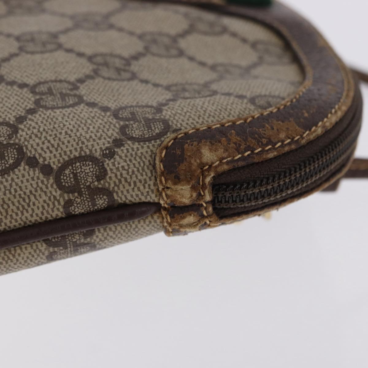 GUCCI GG Supreme Web Sherry Line Bag PVC Beige Gold 904 02 047 Auth BA14476