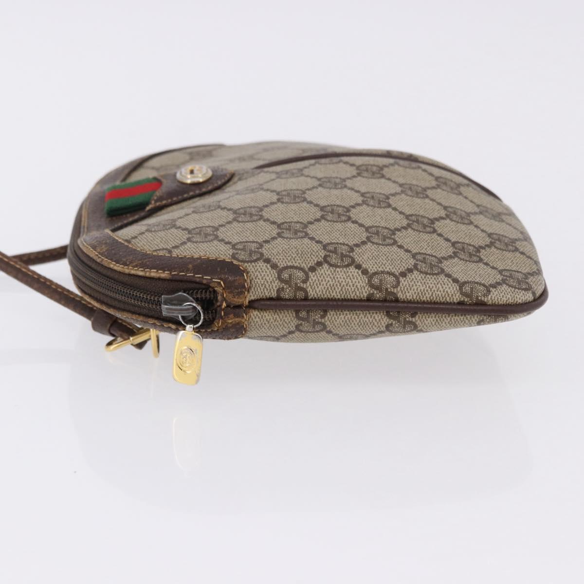 GUCCI GG Supreme Web Sherry Line Bag PVC Beige Gold 904 02 047 Auth BA14476