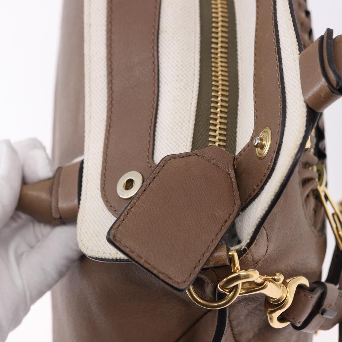 Chloe Hand Bag Leather 2way Brown Gold Auth BA14477A