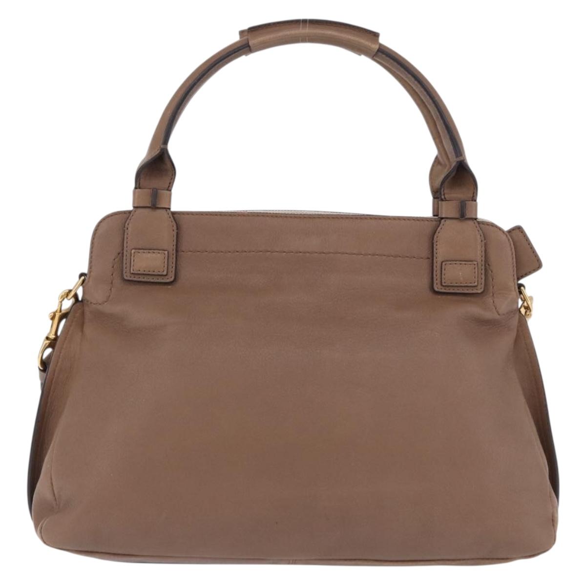 Chloe Hand Bag Leather 2way Brown Gold Auth BA14477A