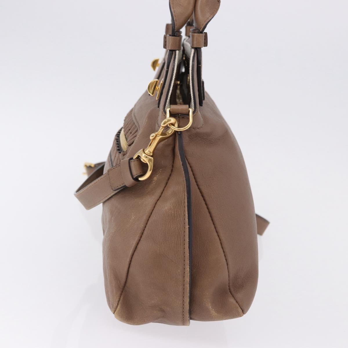 Chloe Hand Bag Leather 2way Brown Gold Auth BA14477A