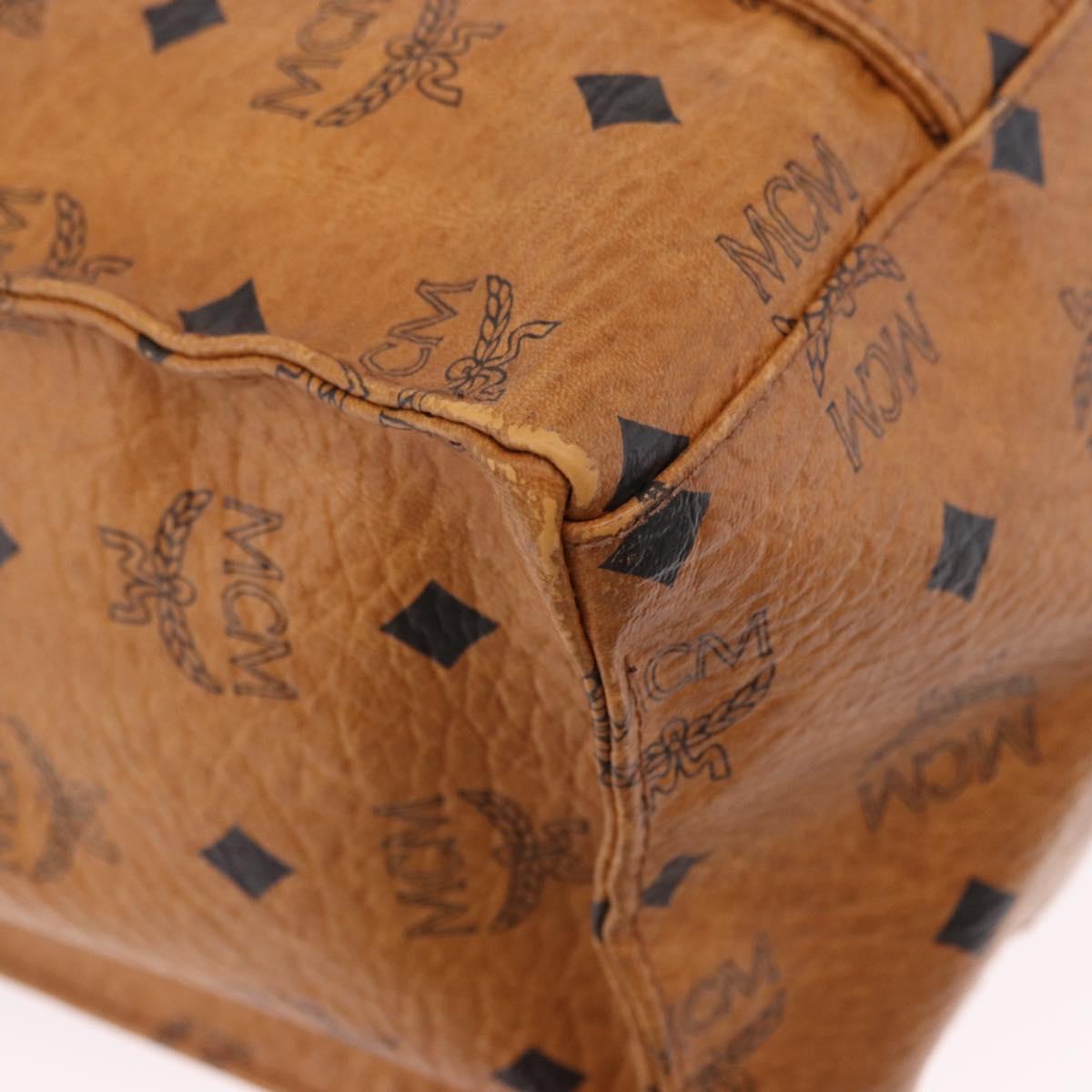 MCM Vicetos Logogram Tote Bag PVC Leather Brown Gold Auth BA14482A