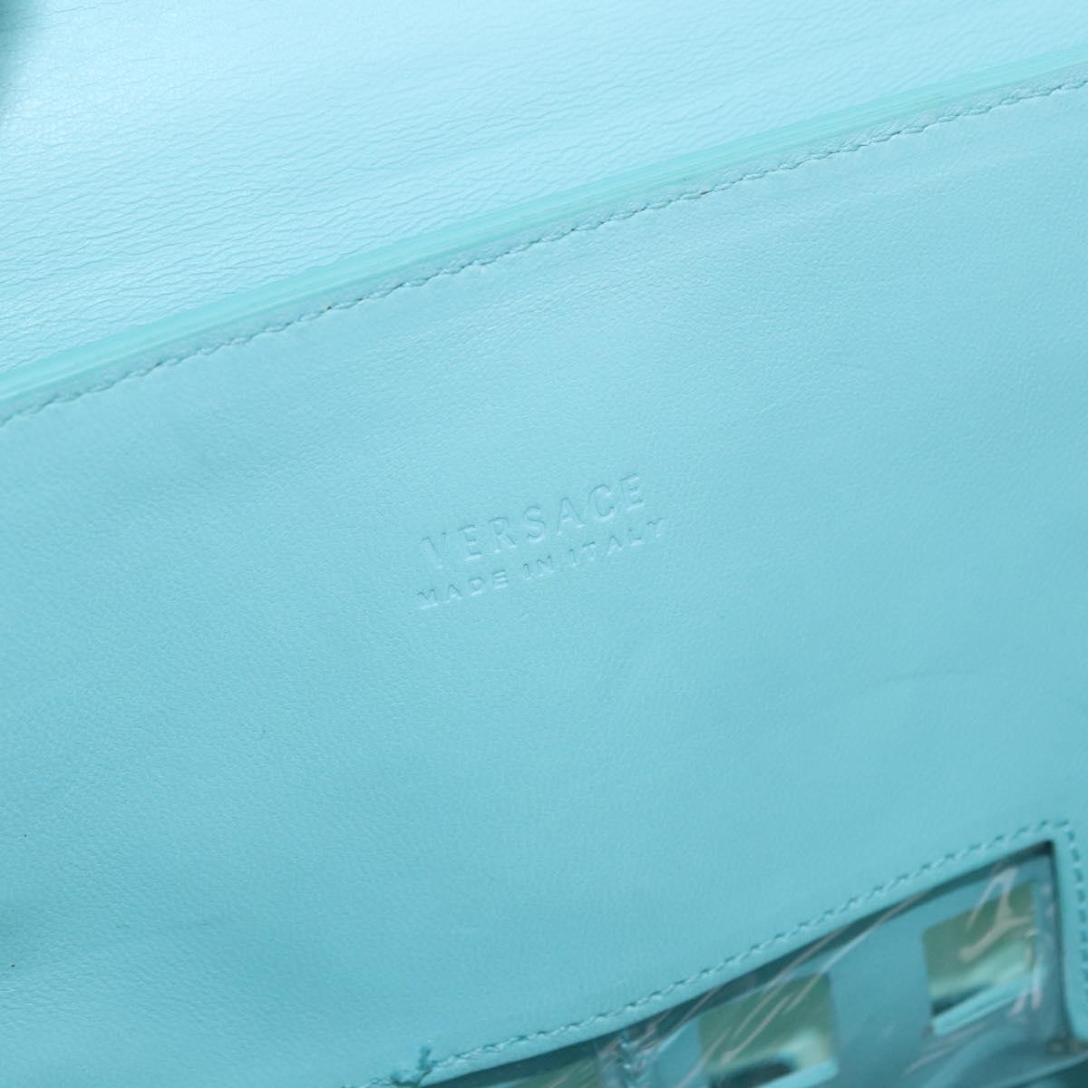 VERSACE Hand Bag Patent leather 2way Green Gold Auth BA14483