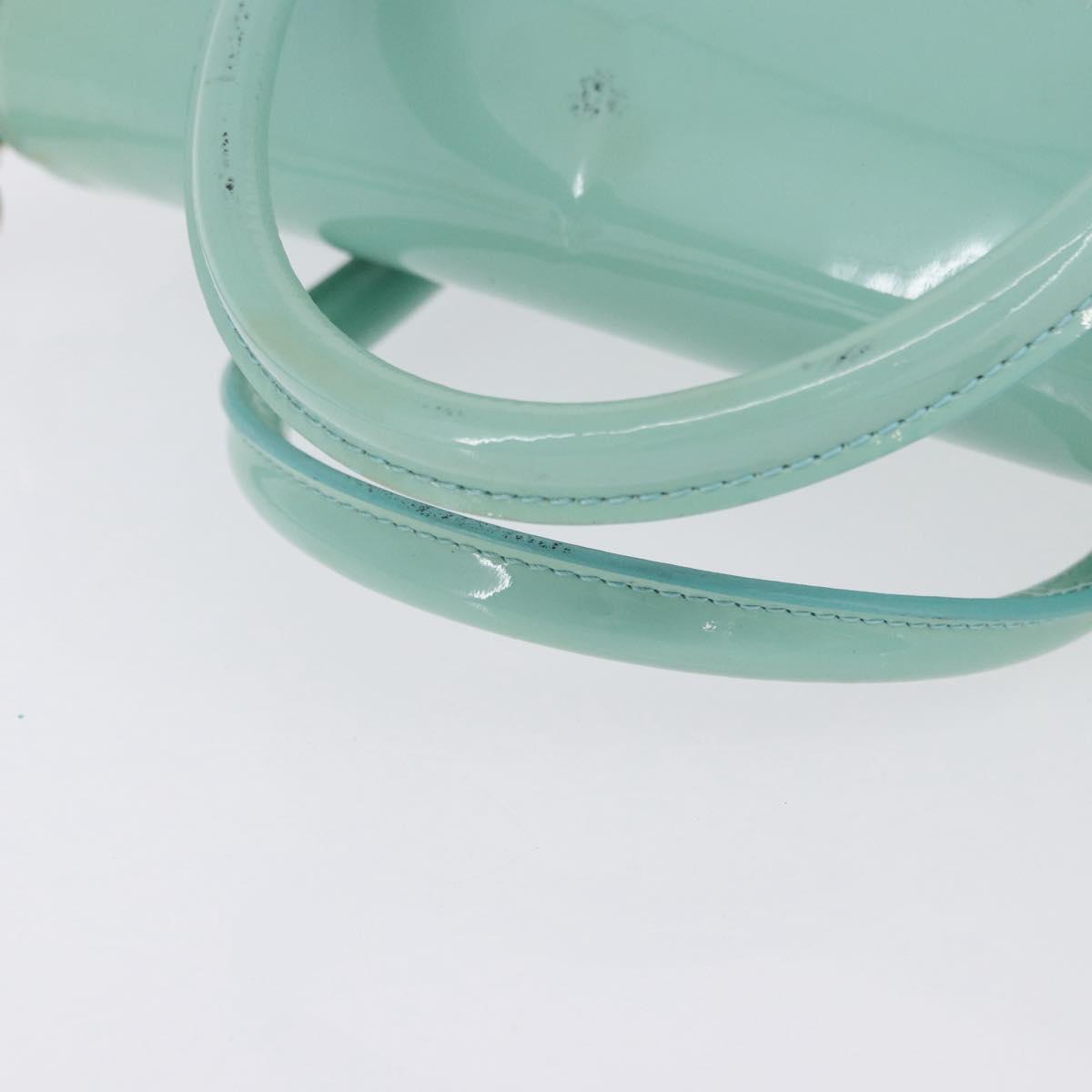 VERSACE Hand Bag Patent leather 2way Green Gold Auth BA14483