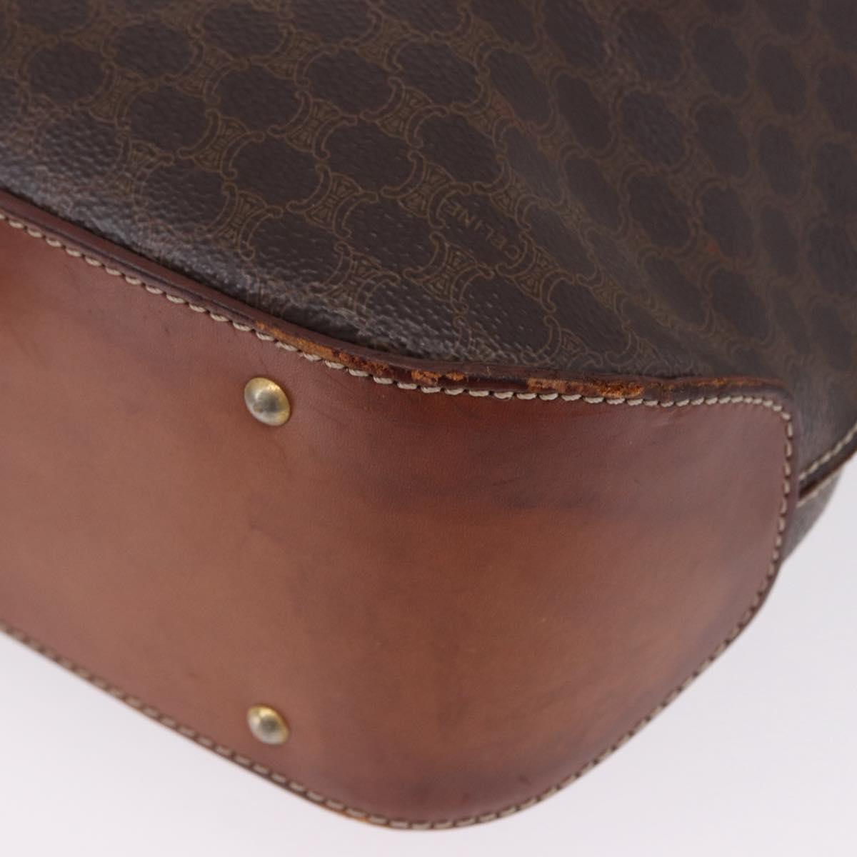 CELINE Macadam Canvas Shoulder Bag PVC Leather Brown Gold Auth BA14485