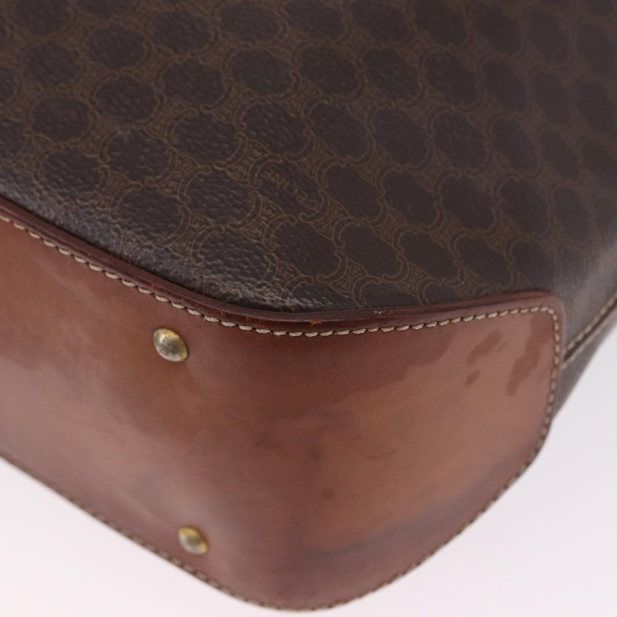 CELINE Macadam Canvas Shoulder Bag PVC Leather Brown Gold Auth BA14485