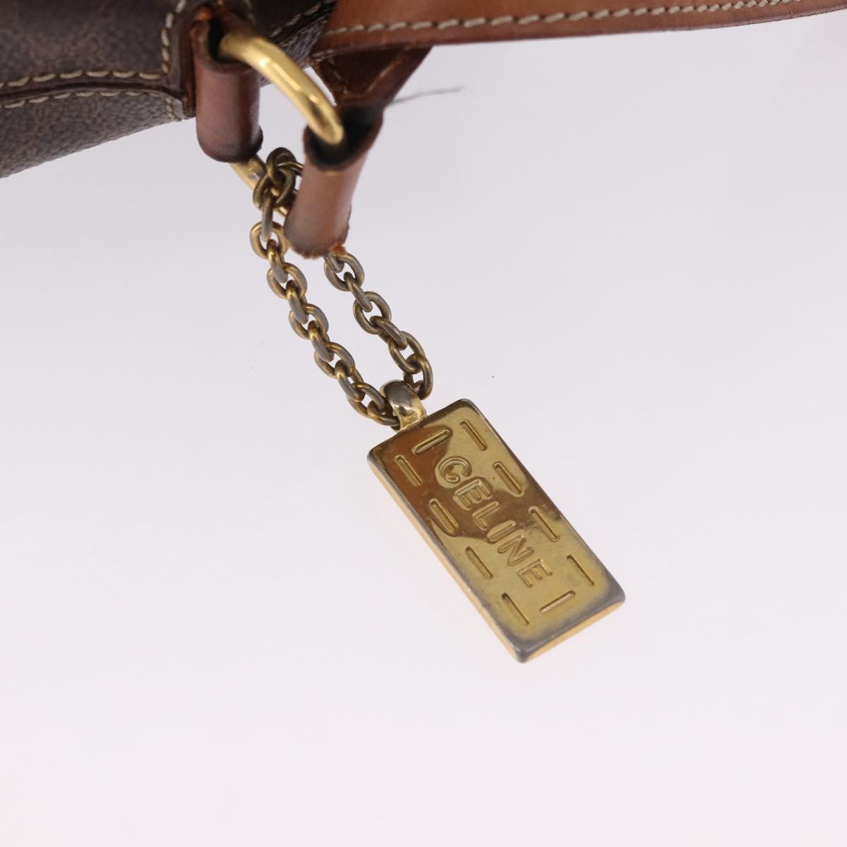 CELINE Macadam Canvas Shoulder Bag PVC Leather Brown Gold Auth BA14485