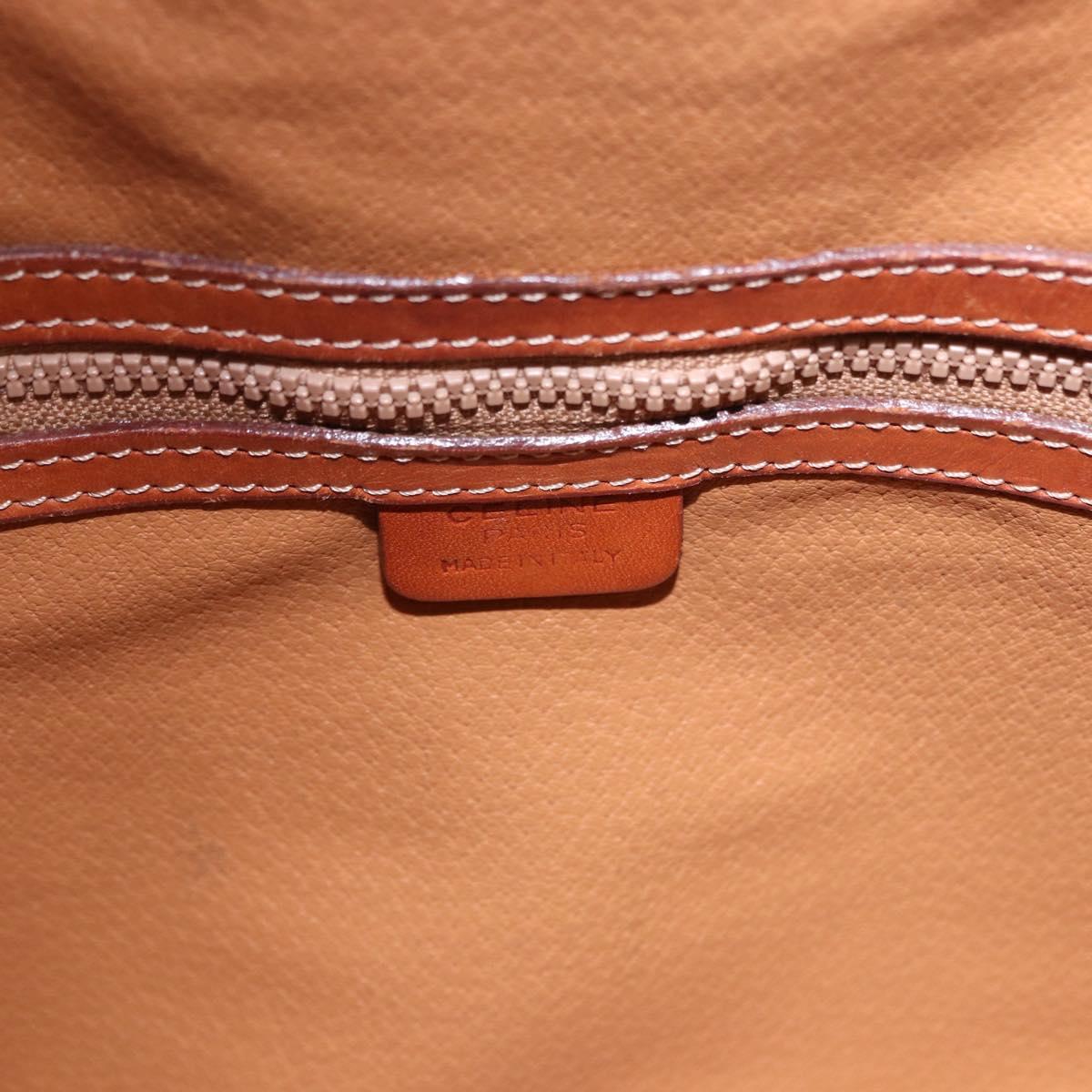 CELINE Macadam Canvas Shoulder Bag PVC Leather Brown Gold Auth BA14485