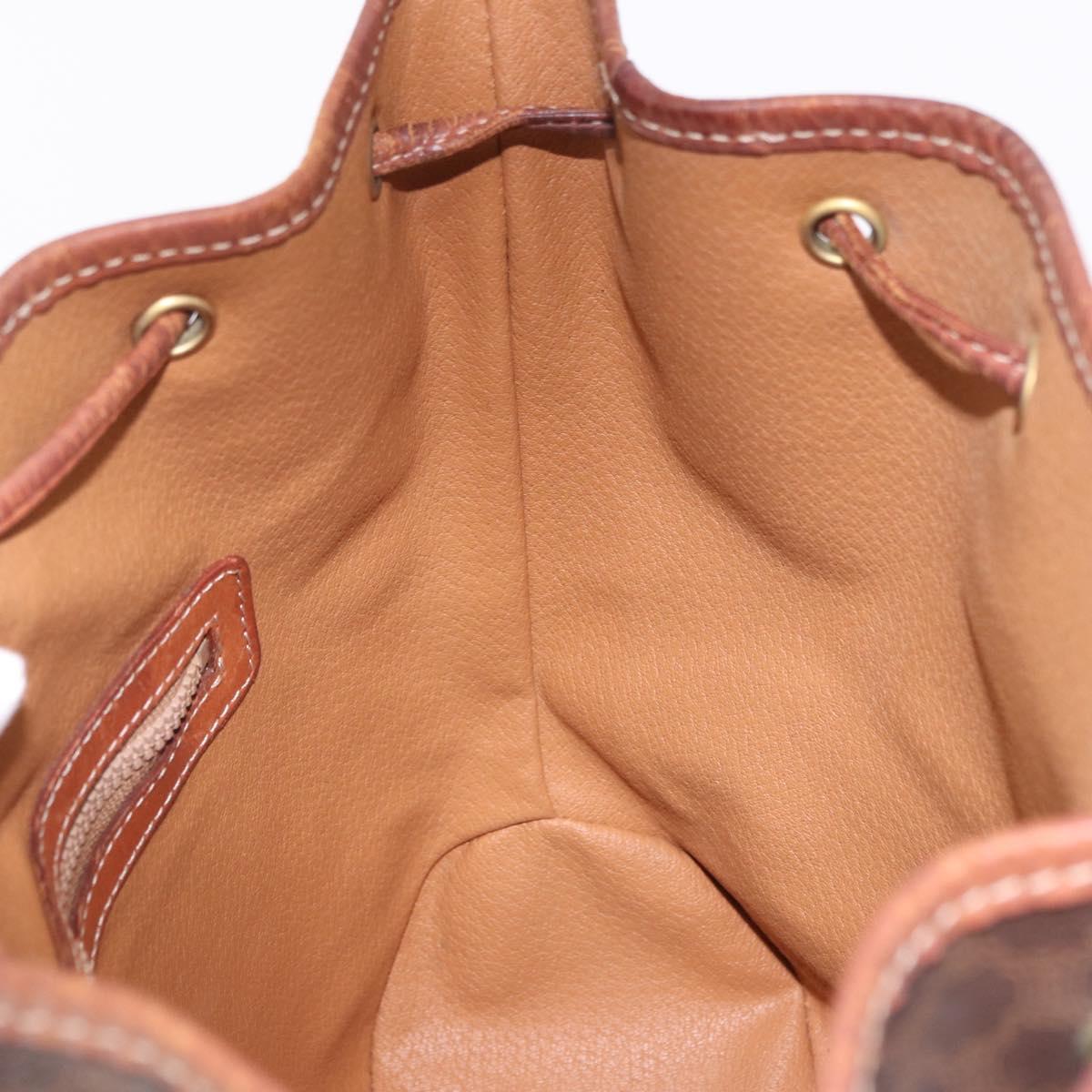 CELINE Macadam Canvas Shoulder Bag PVC Leather Brown Gold Auth BA14485