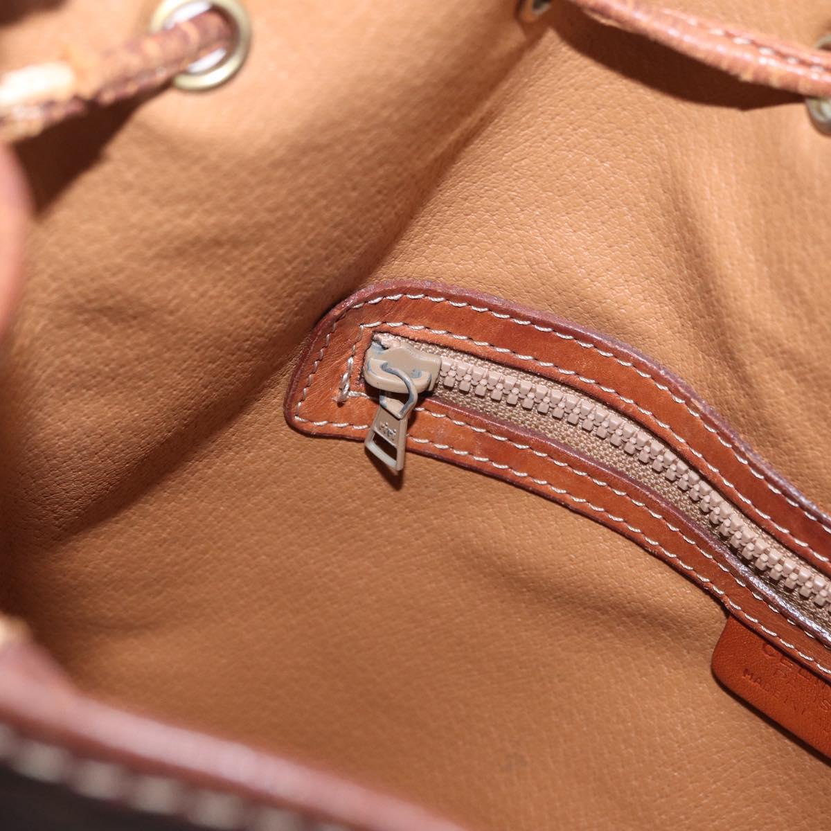 CELINE Macadam Canvas Shoulder Bag PVC Leather Brown Gold Auth BA14485