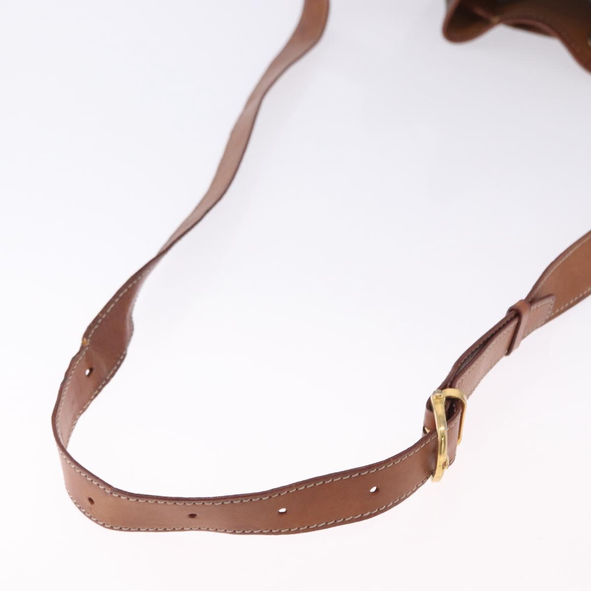 CELINE Macadam Canvas Shoulder Bag PVC Leather Brown Gold Auth BA14485