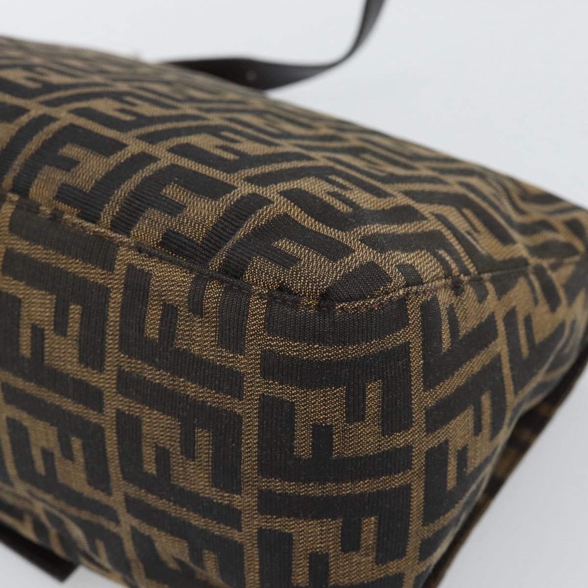 FENDI Zucca Canvas Mamma Baguette Shoulder Bag Brown Black Auth BA14486V