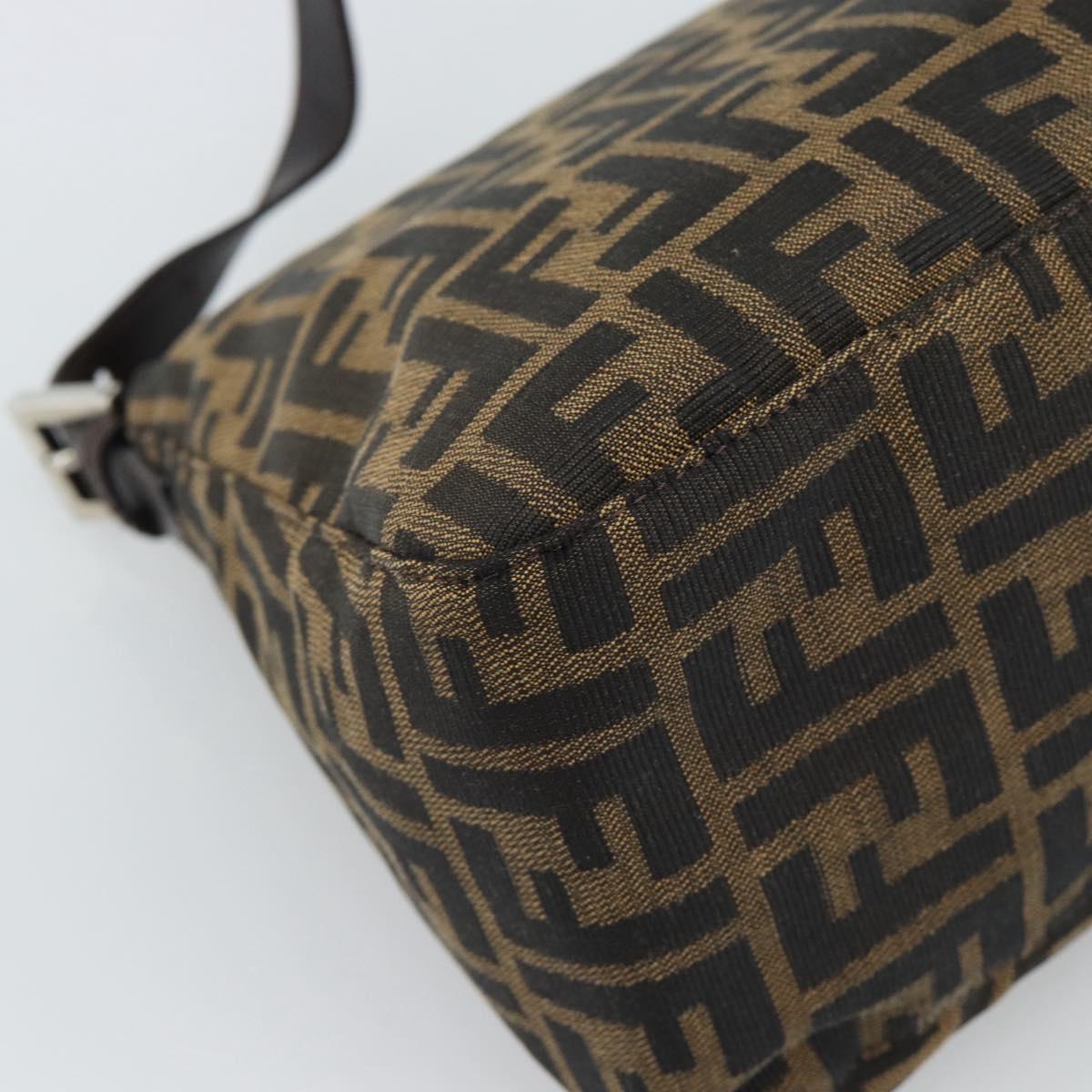 FENDI Zucca Canvas Mamma Baguette Shoulder Bag Brown Black Auth BA14486V