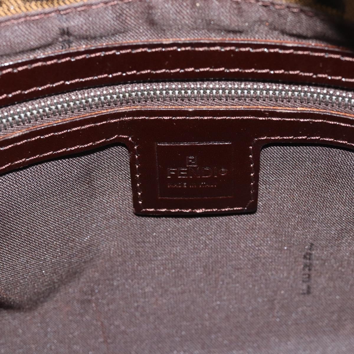 FENDI Zucca Canvas Mamma Baguette Shoulder Bag Brown Black Auth BA14486V
