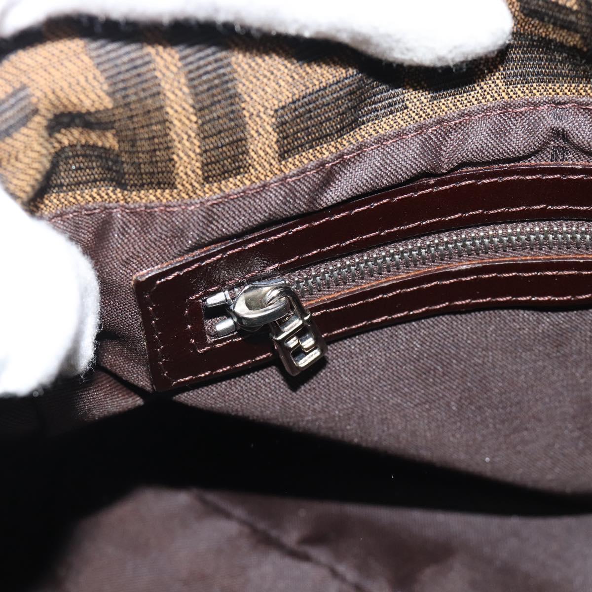FENDI Zucca Canvas Mamma Baguette Shoulder Bag Brown Black Auth BA14486V