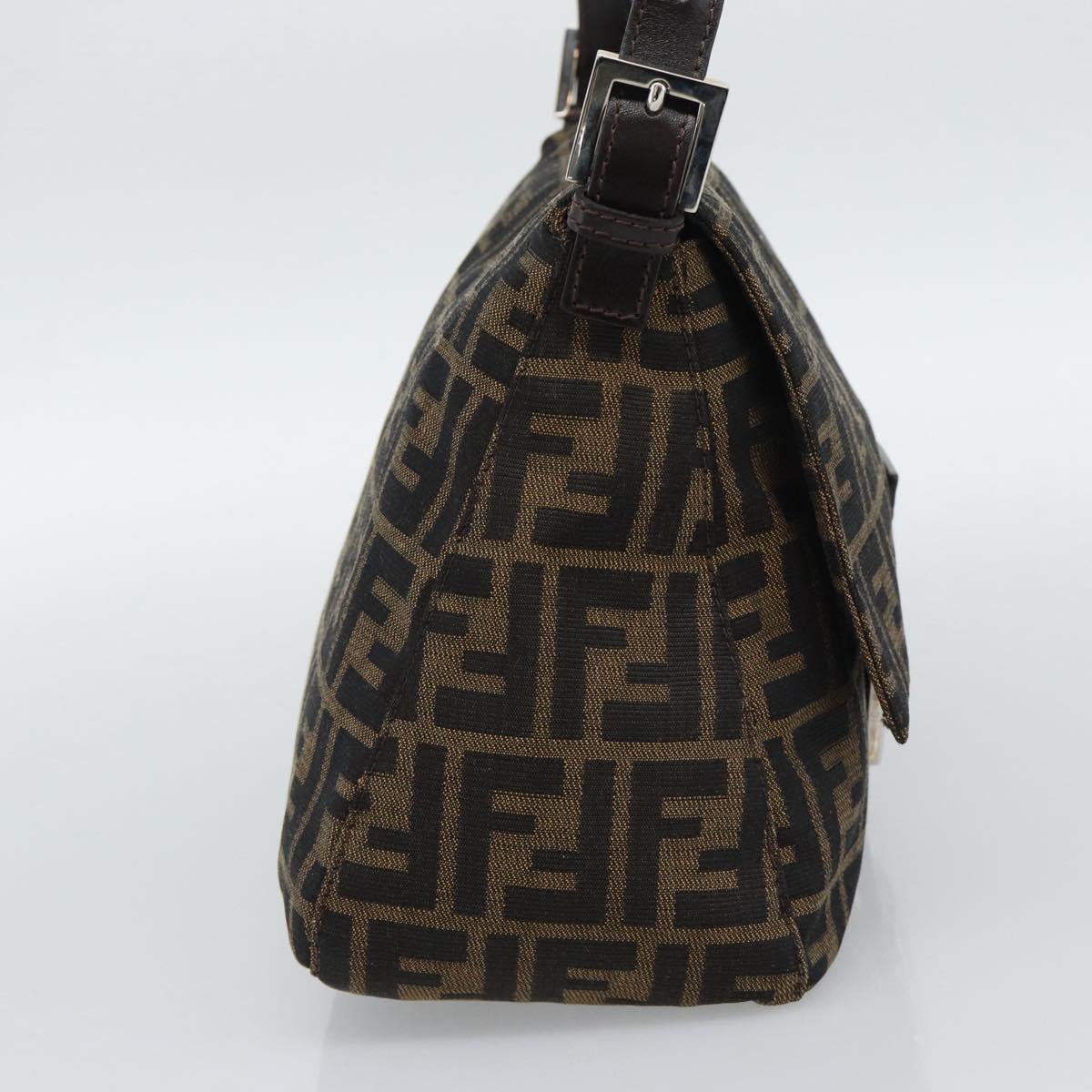 FENDI Zucca Canvas Mamma Baguette Shoulder Bag Brown Black Auth BA14486V