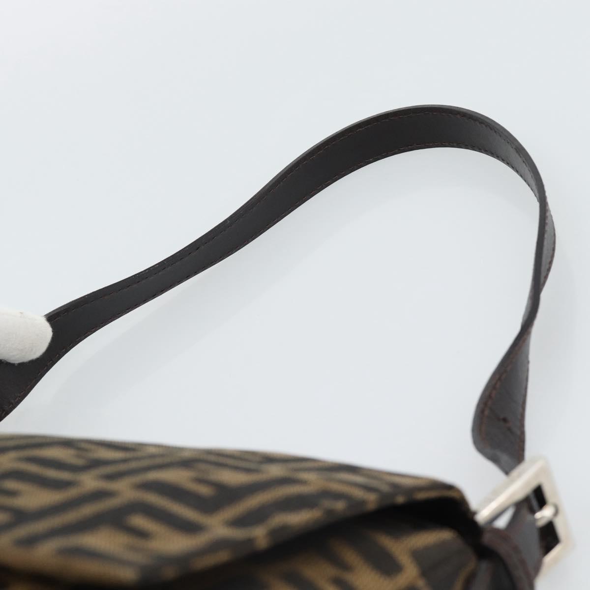 FENDI Zucca Canvas Mamma Baguette Shoulder Bag Brown Black Auth BA14486V