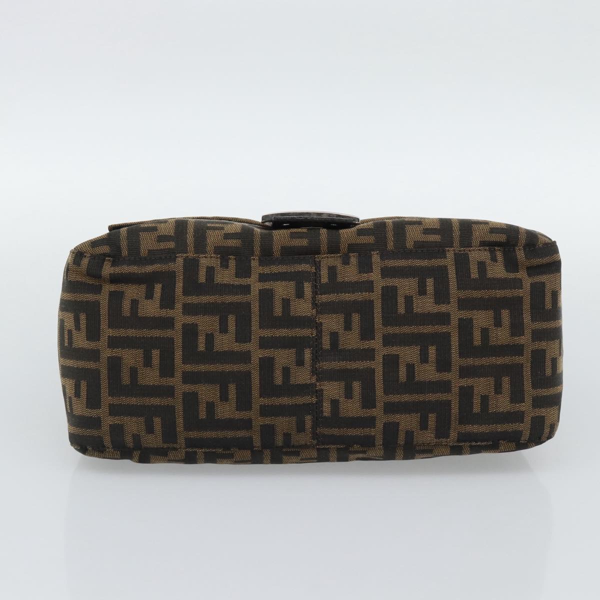 FENDI Zucca Canvas Mamma Baguette Shoulder Bag Brown Black Auth BA14486V