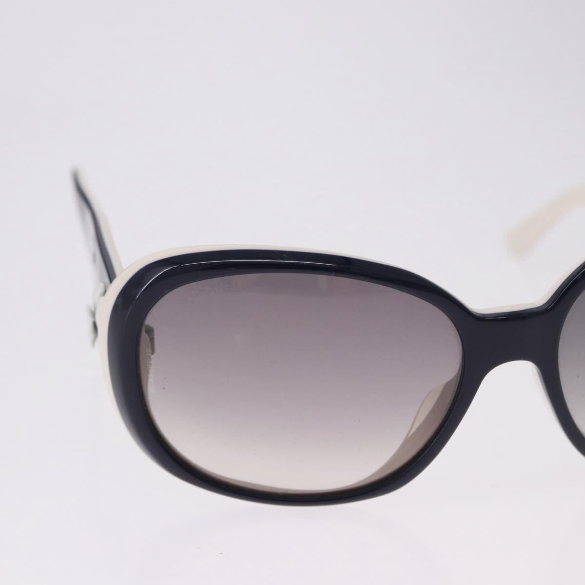 CHANEL Sunglasses plastic Black White CC Auth BA14489