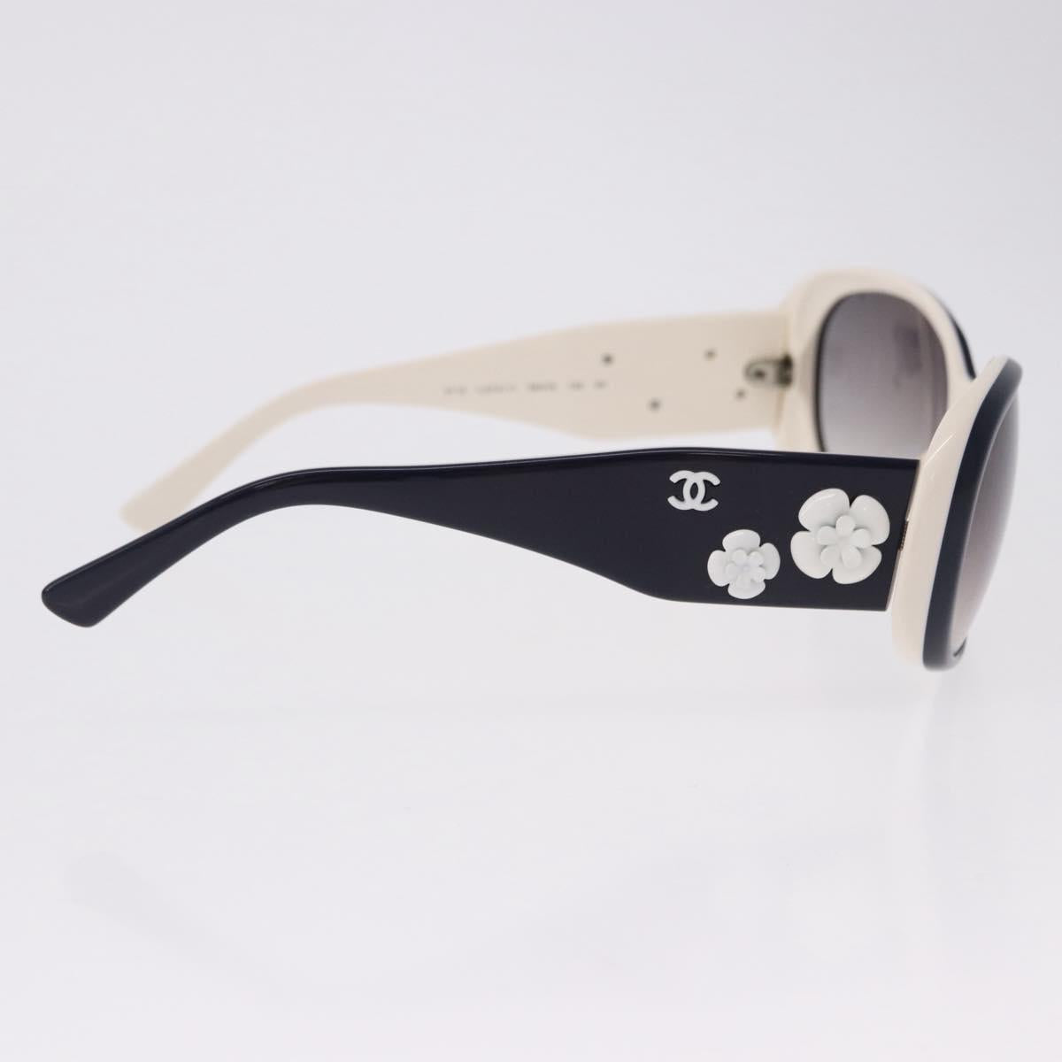 CHANEL Sunglasses plastic Black White CC Auth BA14489