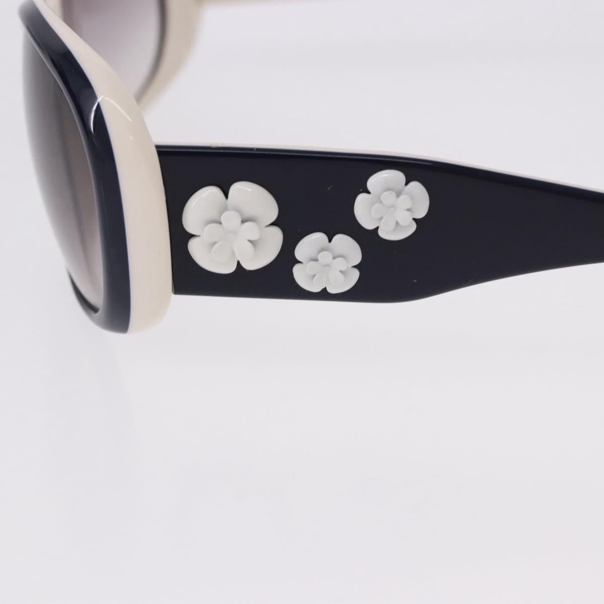 CHANEL Sunglasses plastic Black White CC Auth BA14489