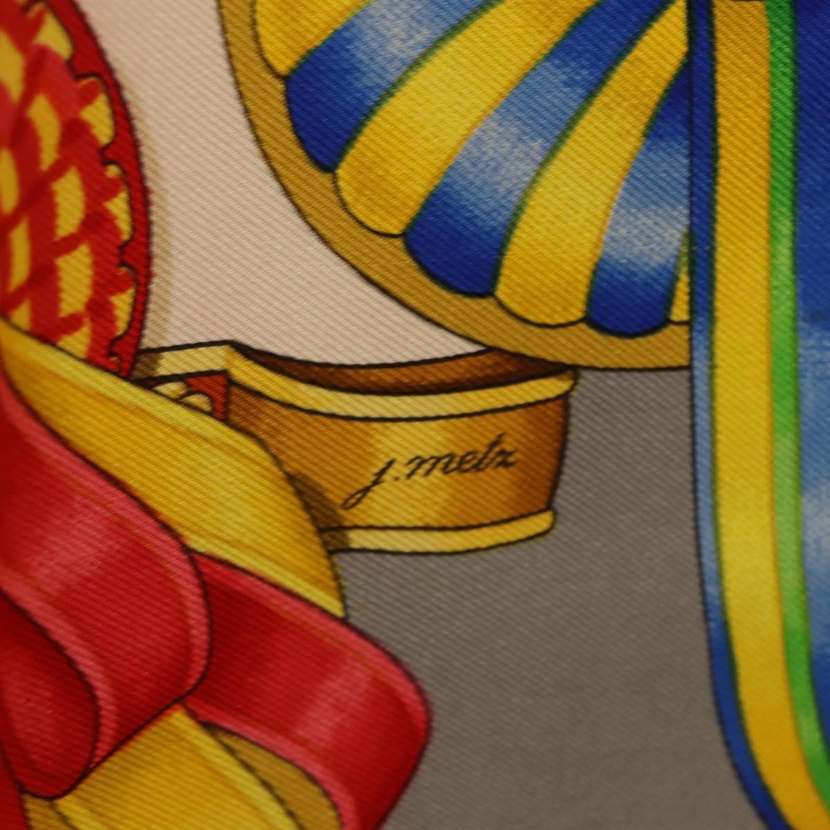 HERMES Carre 90 Scarf ”LES RUBANS DU CHEVAL” Silk Gray Auth BA14492