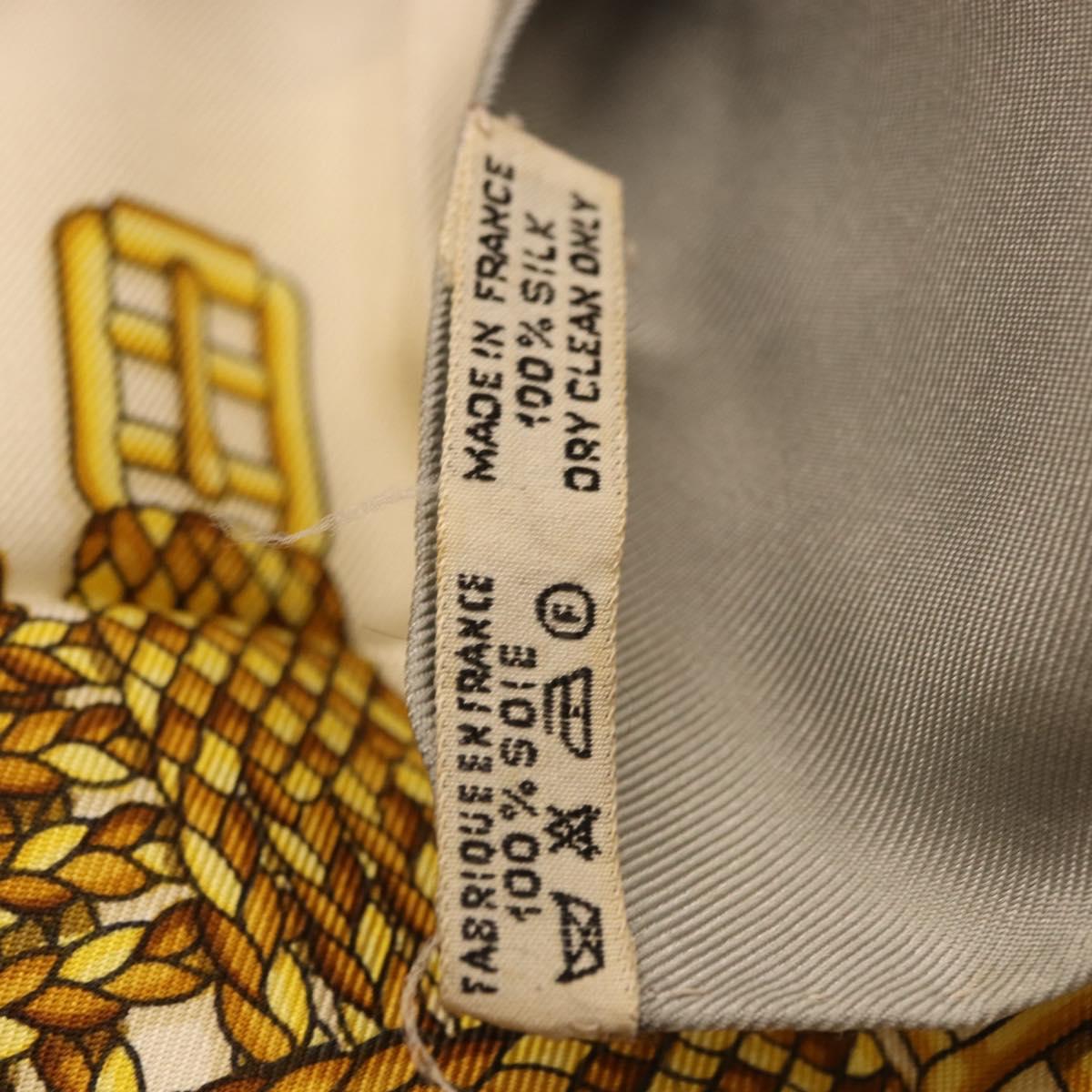 HERMES Carre 90 Scarf ”LES RUBANS DU CHEVAL” Silk Gray Auth BA14492