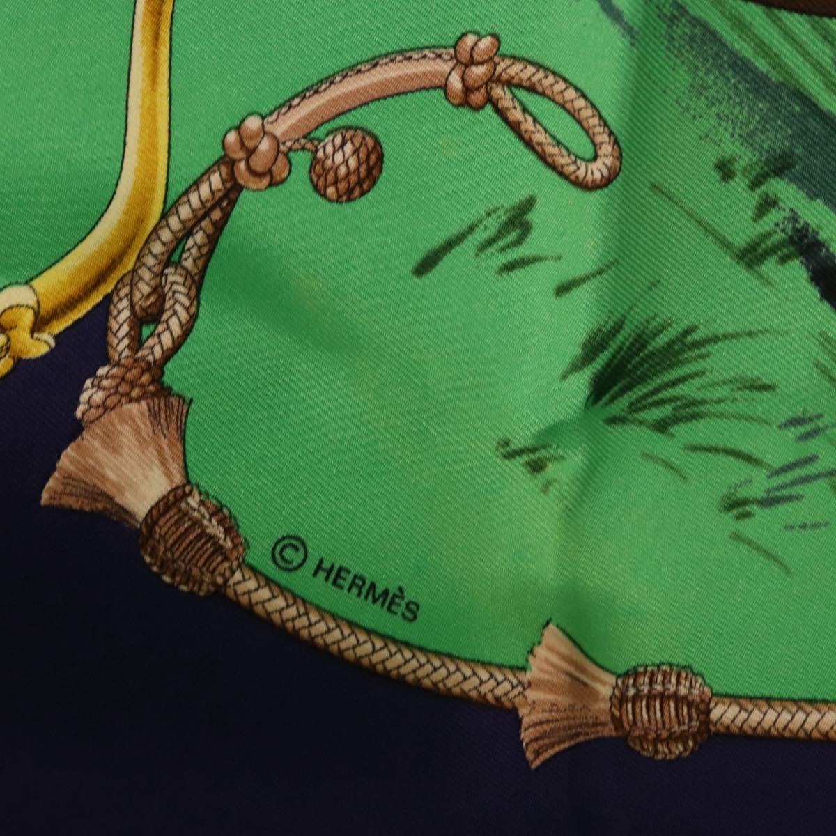HERMES Carre 90 Scarf ”Pampa” Silk Green Auth BA14493