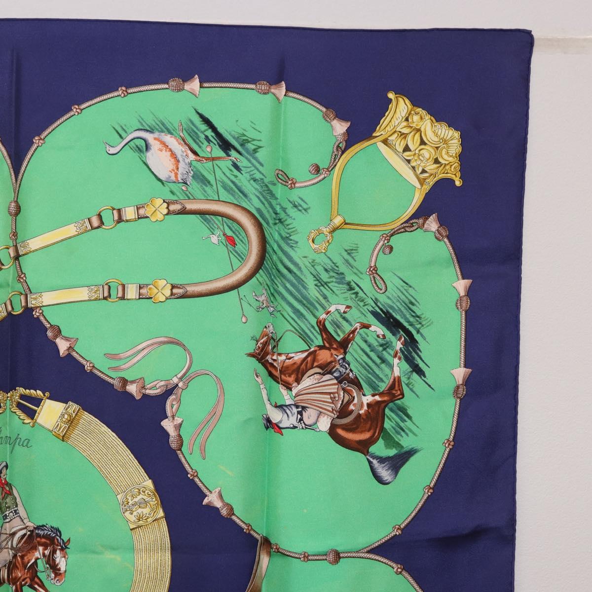 HERMES Carre 90 Scarf ”Pampa” Silk Green Auth BA14493