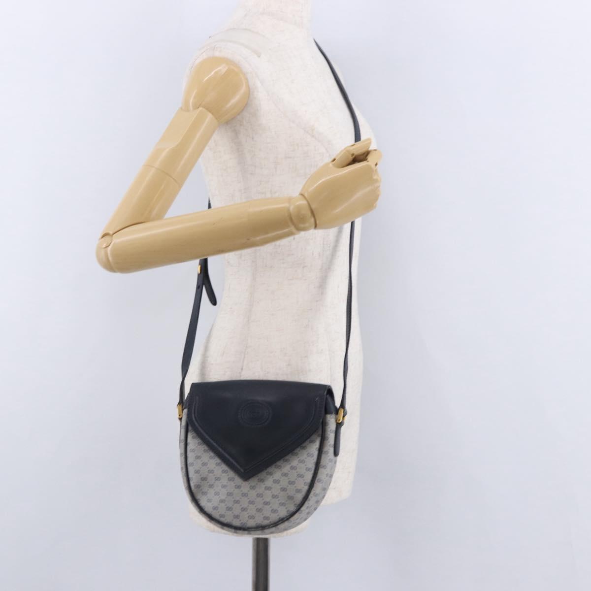 GUCCI Micro GG Supreme Shoulder Bag PVC Navy Gold 007 261 0081 Auth BA14494
