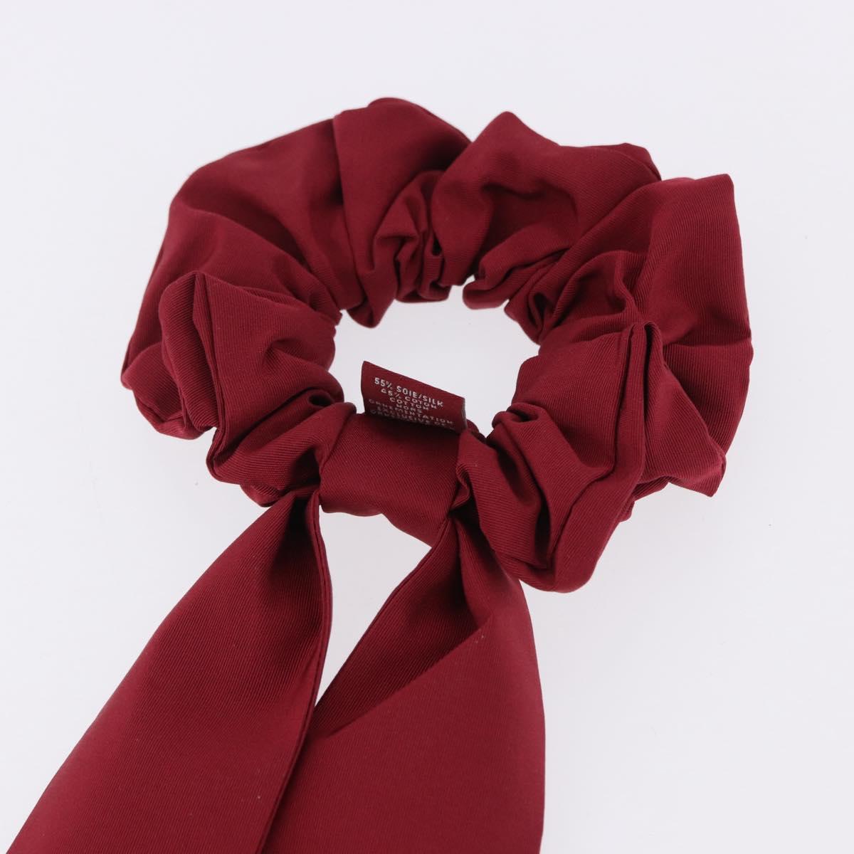 HERMES Shush Hair Tie Silk Knight's Constellation Bordeaux Auth BA14501M