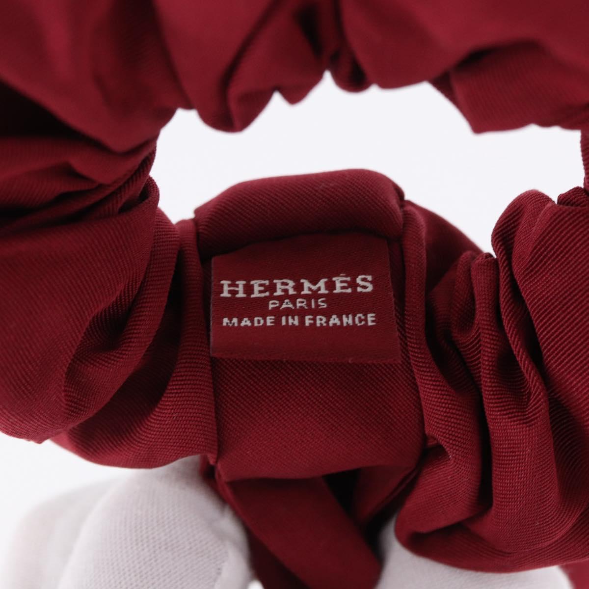 HERMES Shush Hair Tie Silk Knight's Constellation Bordeaux Auth BA14501M