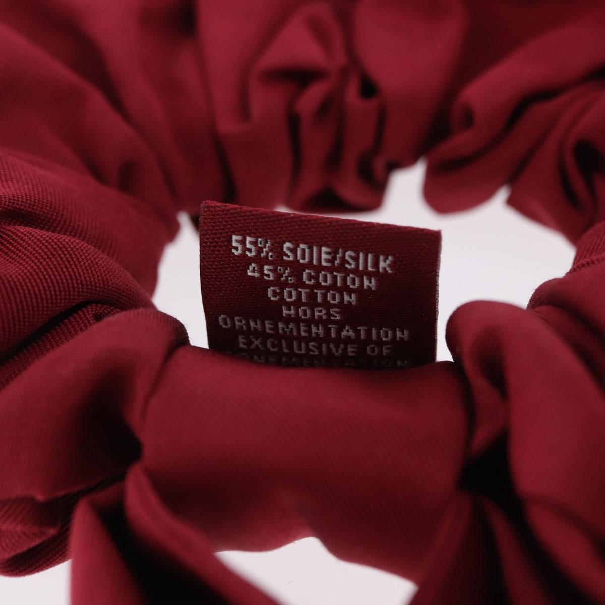 HERMES Shush Hair Tie Silk Knight's Constellation Bordeaux Auth BA14501M