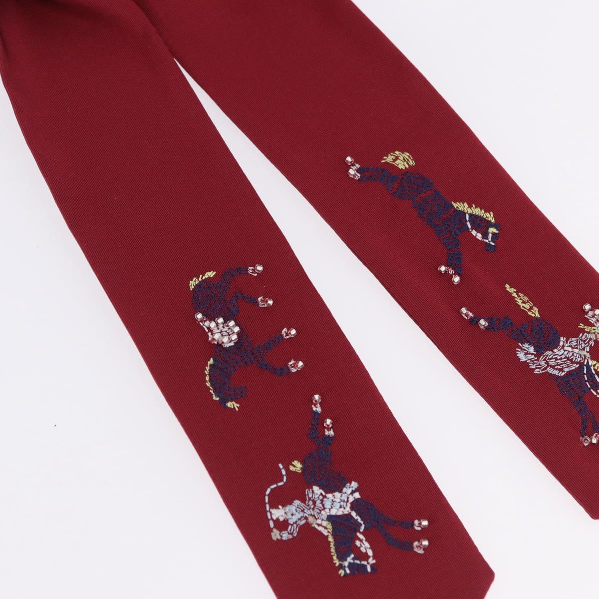 HERMES Shush Hair Tie Silk Knight's Constellation Bordeaux Auth BA14501M