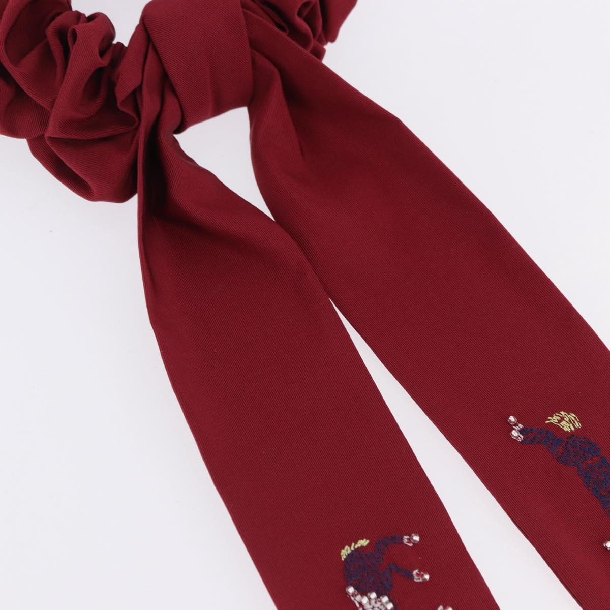 HERMES Shush Hair Tie Silk Knight's Constellation Bordeaux Auth BA14501M