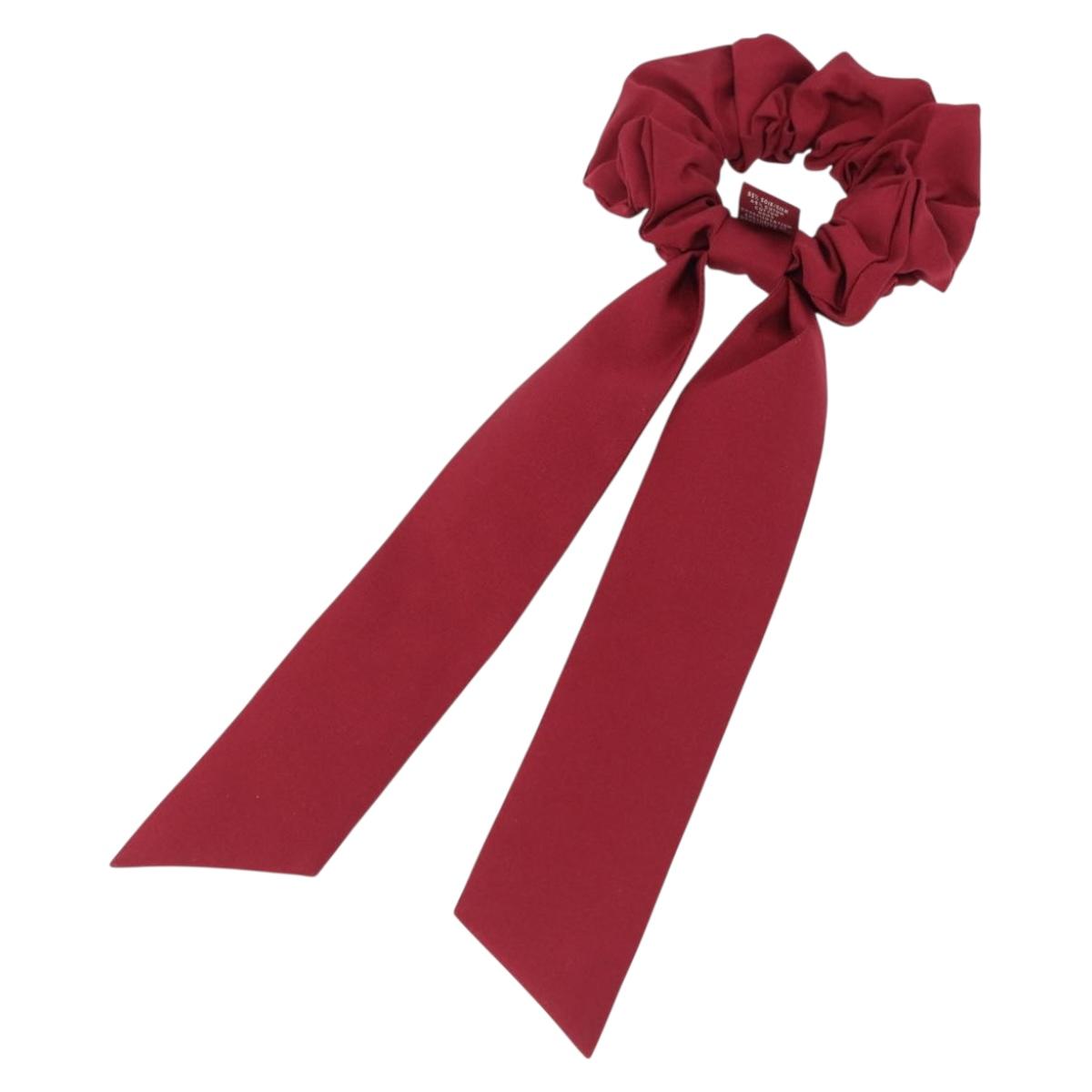 HERMES Shush Hair Tie Silk Knight's Constellation Bordeaux Auth BA14501M