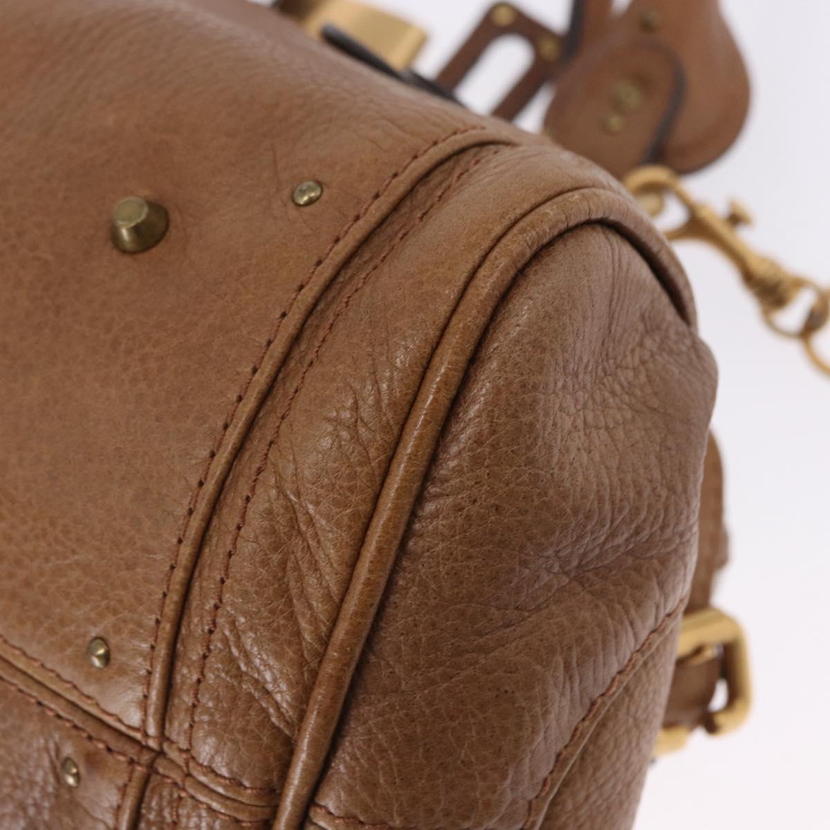 Chloe Paddington Hand Bag Leather Brown Gold Silver Auth BA14503V