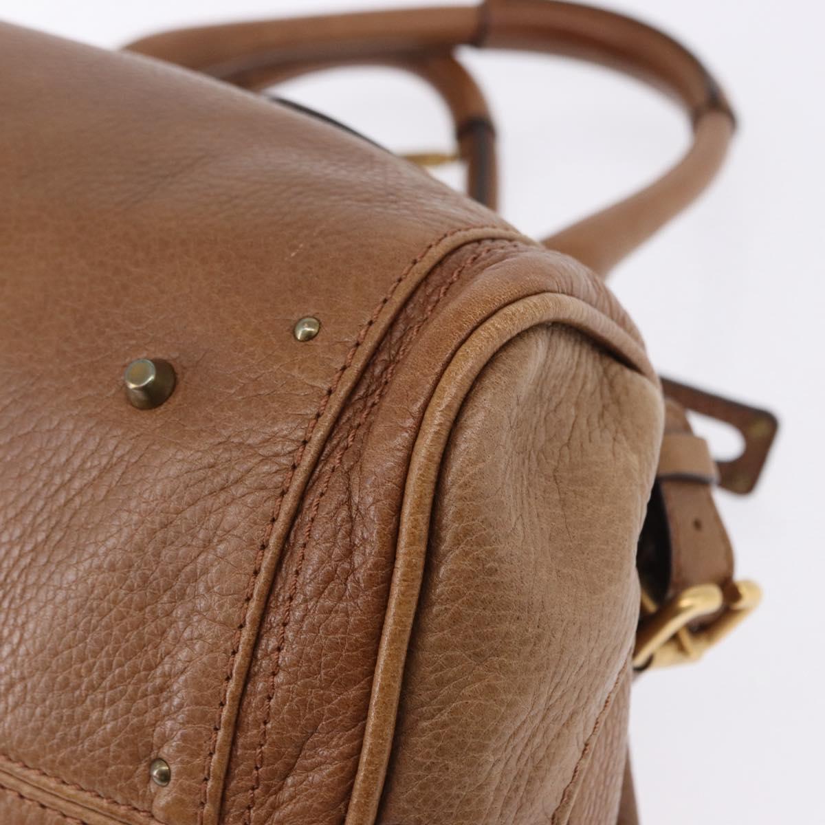 Chloe Paddington Hand Bag Leather Brown Gold Silver Auth BA14503V