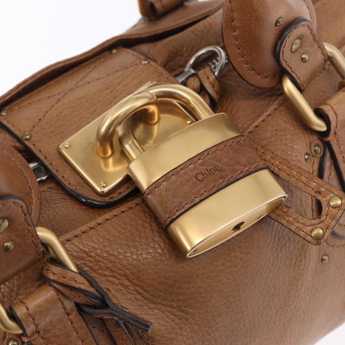 Chloe Paddington Hand Bag Leather Brown Gold Silver Auth BA14503V